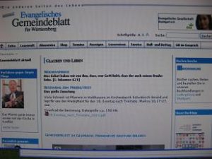 Internetseite "Evangelisches Gemeindeblatt für Württemberg" Foto: Screenshot
