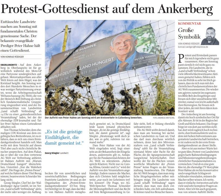 Dank an die FREIE PRESSE — AG Welt